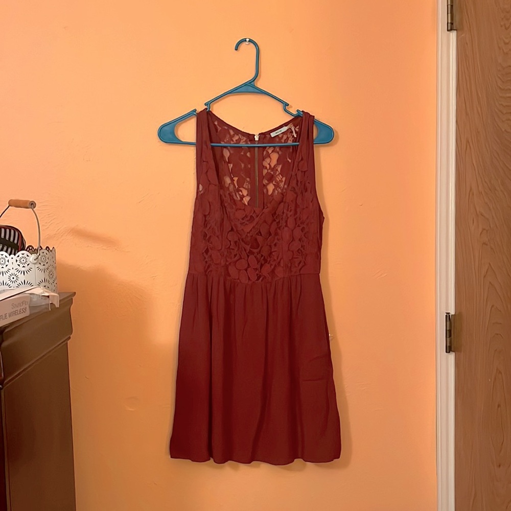 Kimchi Blue scarlet Red dress with floral print chest